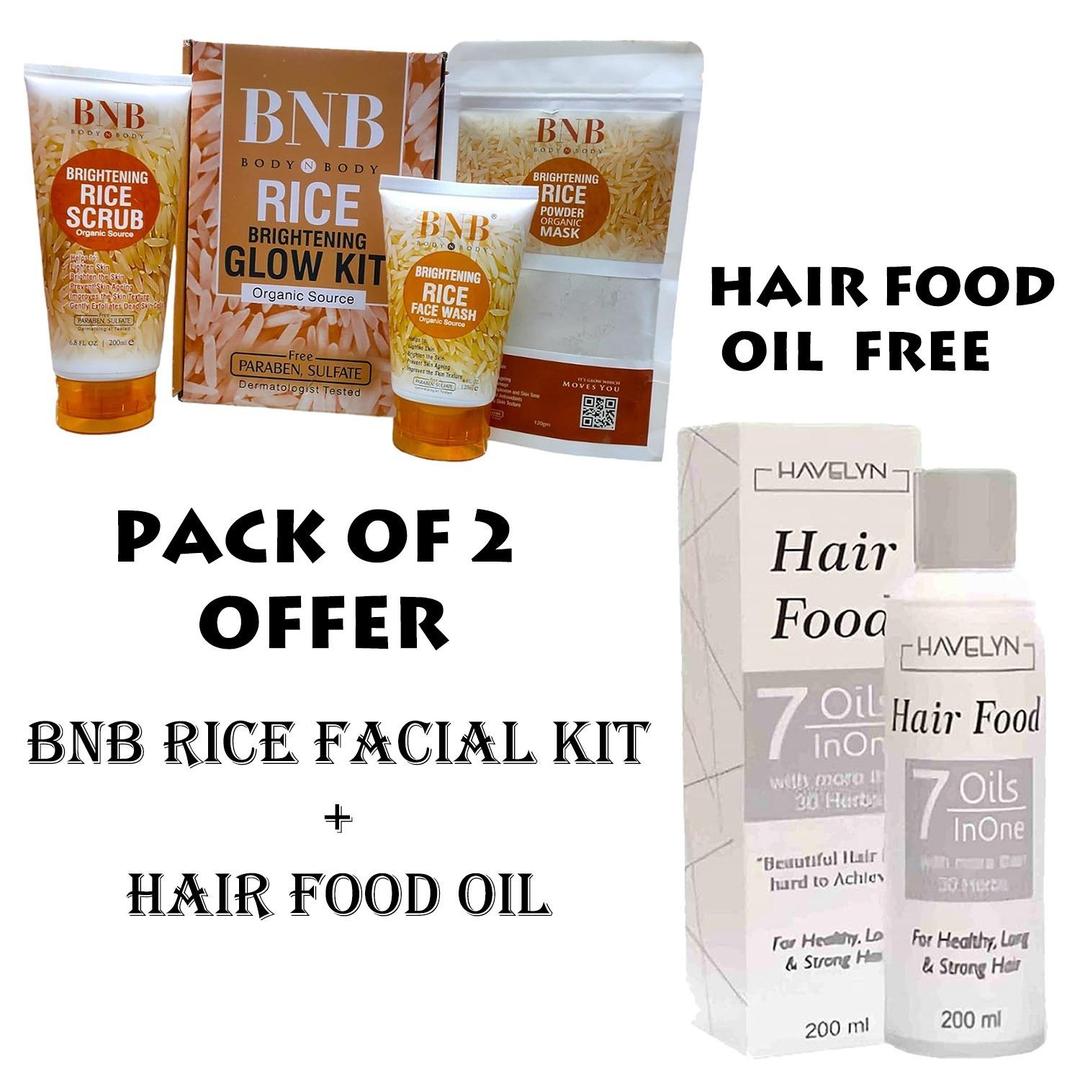 BNB Rice Glow Kit + Havelyn Hair Food Oil (Pack of Two)